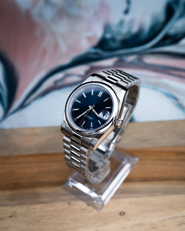 Blue dial watch